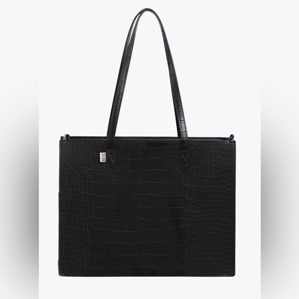 BEIS Travel - The Work Tote in Black Croc